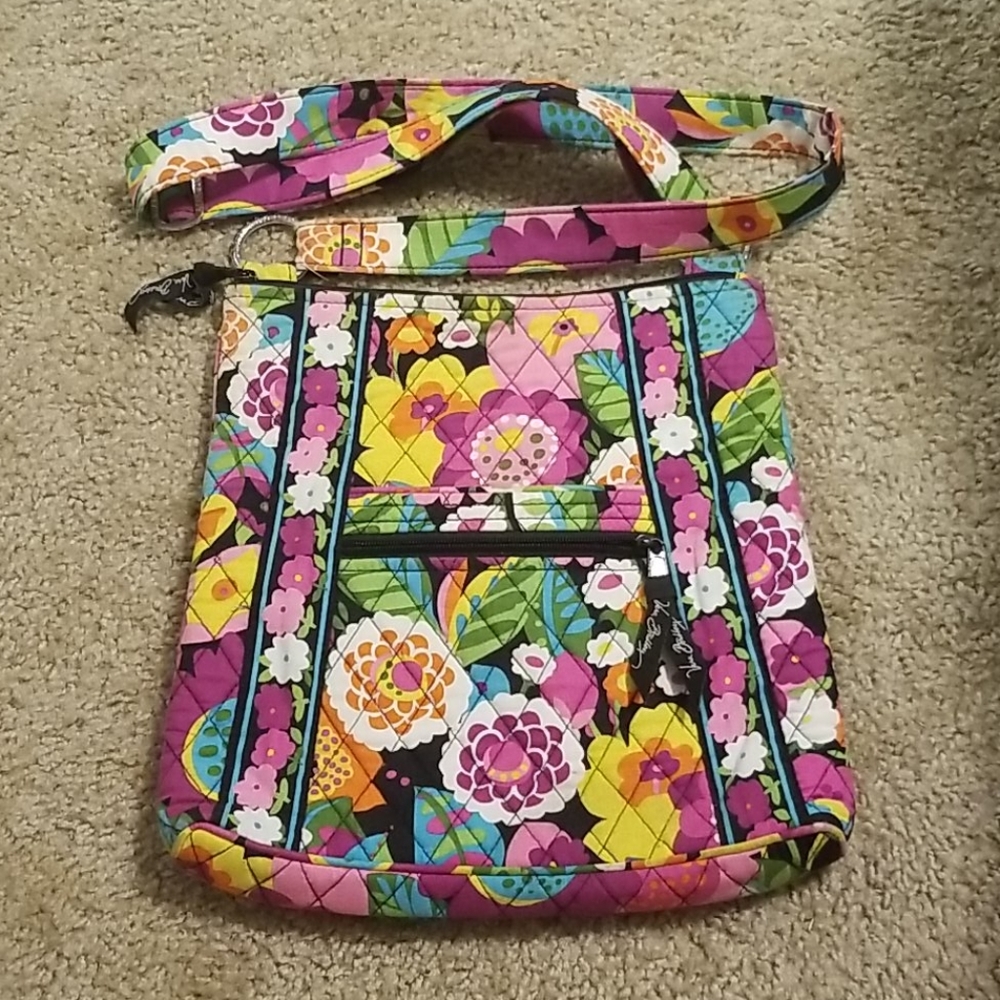 Vera Bradley cross body purse floral pink + black